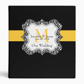 Yellow Black Wedding Planner Binders Zebra Print