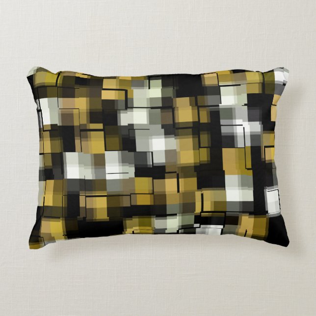 Yellow Black White Abstract Pattern Decorative Pillow (Front)