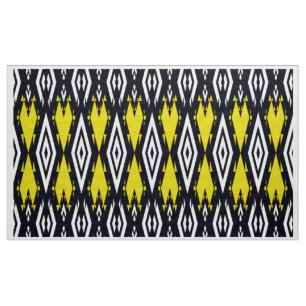 Yellow black white Ethnic Fabric