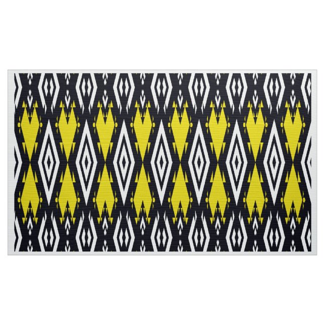 Yellow black white Ethnic Fabric (Yard)