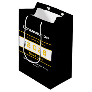 Yellow Black White Graduation  Medium Gift Bag