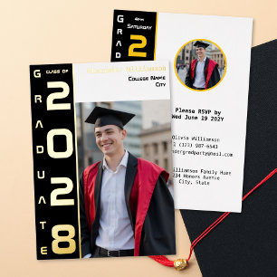 Yellow Black White Graduation Photo Gold 