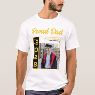 Yellow Black White Graduation Photo Proud Dad T-Shirt