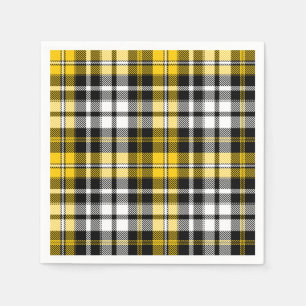 Yellow Black White Plaid Tartan Pattern Design  Napkin