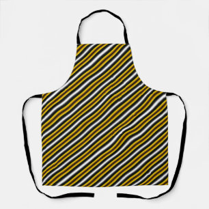 Yellow Black White Rainbow Stripes Apron