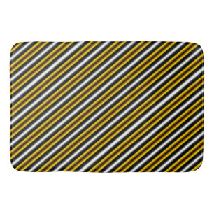 Yellow Black White Rainbow Stripes Bath Mat
