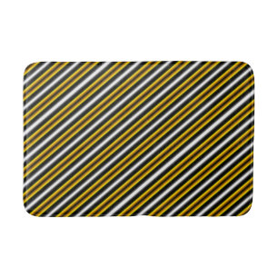 Yellow Black White Rainbow Stripes Bath Mat