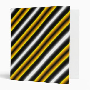 Yellow Black White Rainbow Stripes Binder