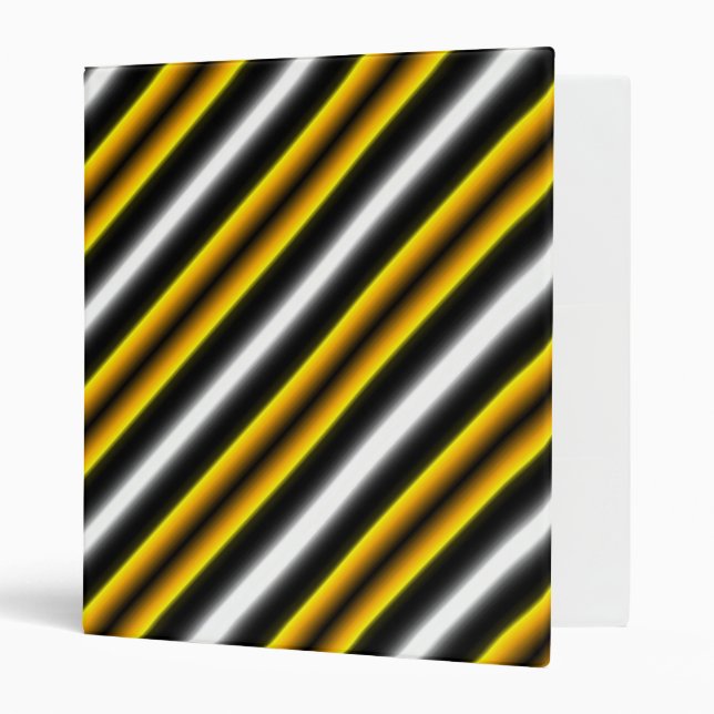 Yellow Black White Rainbow Stripes Binder (Front/Inside)