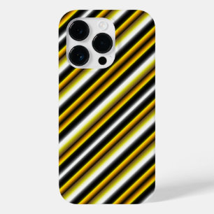 Yellow Black White Rainbow Stripes Case-Mate iPhone 14 Pro Case