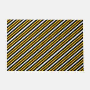 Yellow Black White Rainbow Stripes Doormat