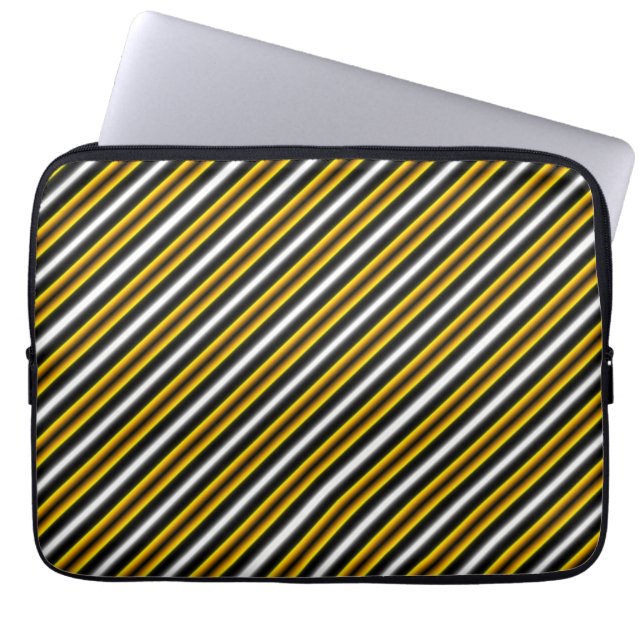 Yellow Black White Rainbow Stripes Laptop Sleeve (Front)