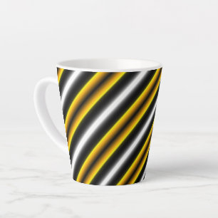 Yellow Black White Rainbow Stripes Latte Mug