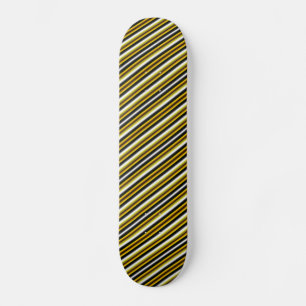 Yellow Black White Rainbow Stripes Skateboard