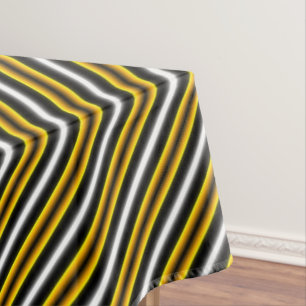Yellow Black White Rainbow Stripes Tablecloth