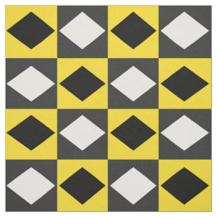 Yellow Black White Rhombus Diamond Shape  Fabric