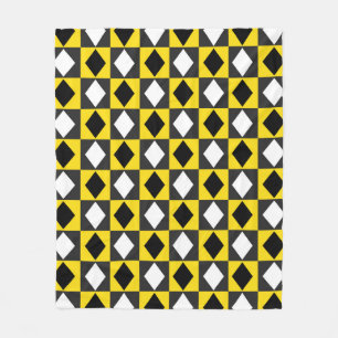 Yellow Black White Rhombus Diamond Shape Fleece Blanket
