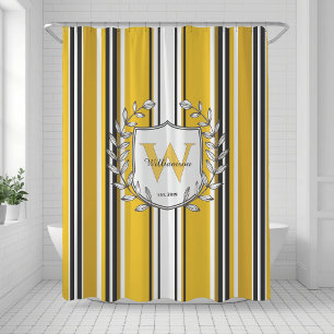 Yellow Black White Stripe Monogram Family Crest