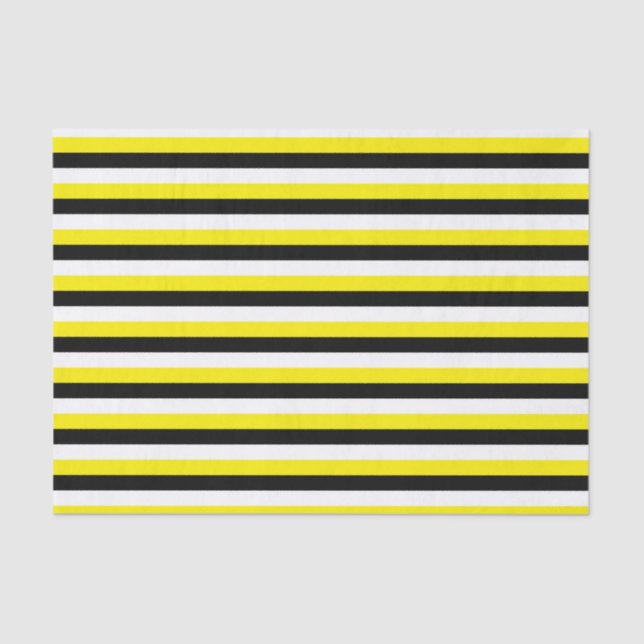 Yellow Black White Stripes Tissue Paper (Front)