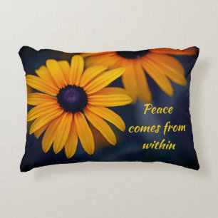 Yellow Blackeyed Susan Garden Flower Motivational Accent Pillow