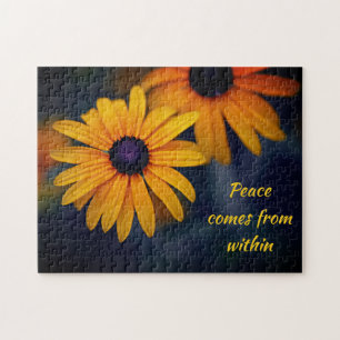 Yellow Blackeyed Susan Garden Flower Motivational Jigsaw Puzzle