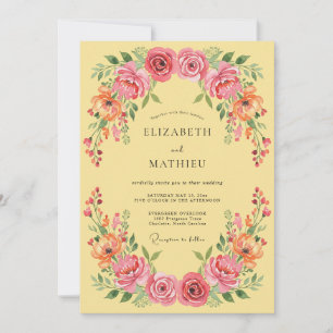 Yellow Blissful Botanical Summer Wedding Invitation
