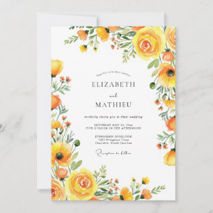 Yellow Bloom Romance Wedding Invitation