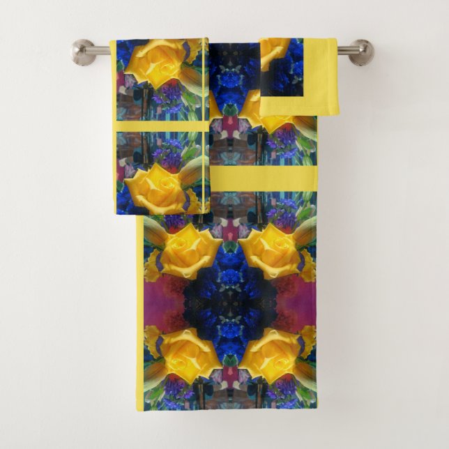 Yellow Bloom Rose Bath Towel Set (Insitu)