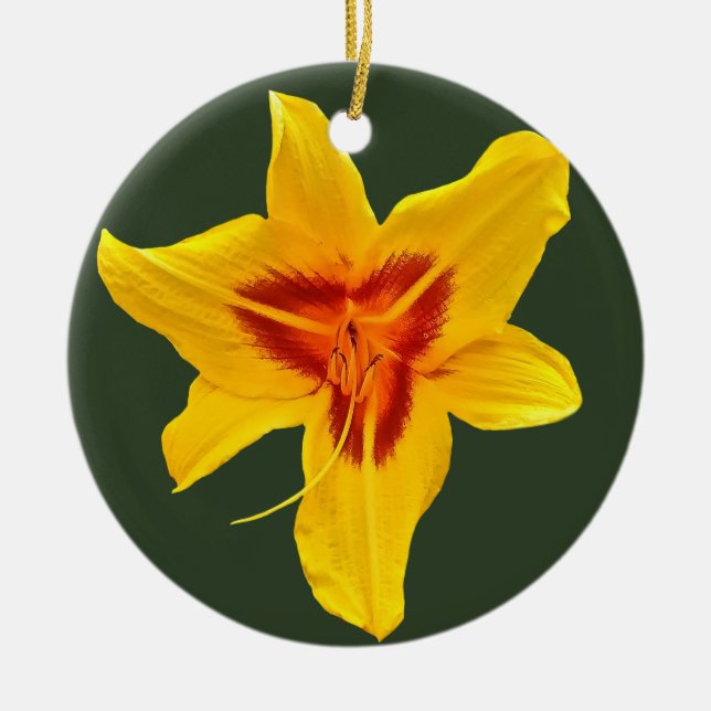 Yellow Blossom Photo Ceramic Ornament (Front)