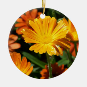 Yellow Blossoms Flowers Art Peace Love Destiny Ceramic Ornament