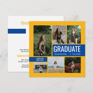 Yellow & Blue 6 Photo Graduation Invitation