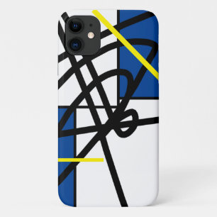 Yellow Blue Abstract Art iPhone 11 Case
