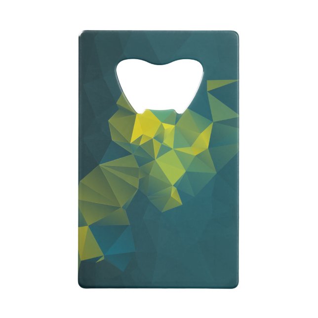 Yellow Blue Abstract Geometric Pyramid Pattern Wallet Bottle Opener (Front)