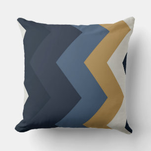Yellow, Blue and Orange chevron Pattern Throw Pillow