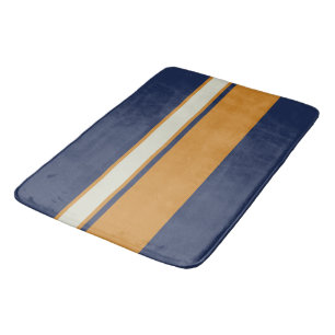 Yellow Blue and Pearl Stripes   Bath Mat