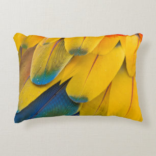 YELLOW BLUE AND RED BIRDS OF PARADISE FLOWER ACCENT PILLOW