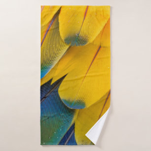 Yellow blue and red birds of paradise flower bath towel