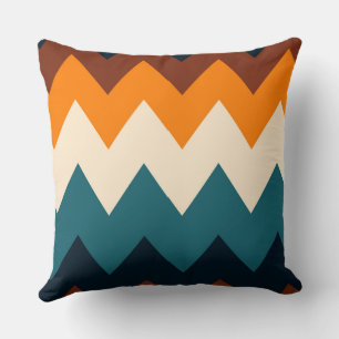 Yellow, blue and Turquoise Chevron Pattern Throw Pillow