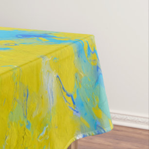 Yellow, Blue and White Swirls  Tablecloth