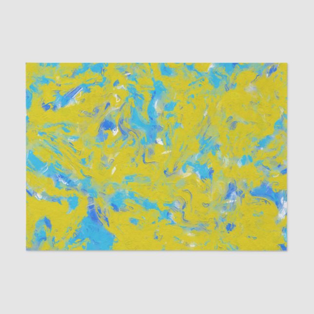 Yellow, Blue and White Swirls Tissue Paper (Front)
