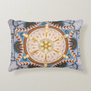 Yellow, blue, and yellow ceiling design accent pillow