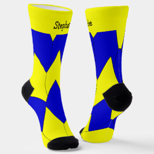 Yellow Blue Art Deco Design Socks