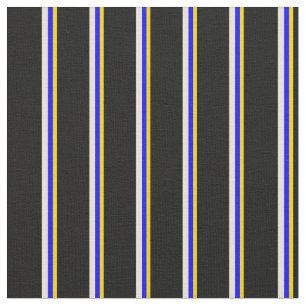 Yellow, Blue, Bisque & Black Stripes Fabric