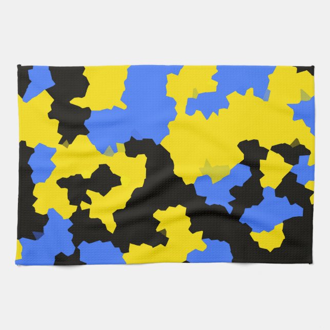 Yellow Blue Black Abstract Design Kitchen Towel (Horizontal)