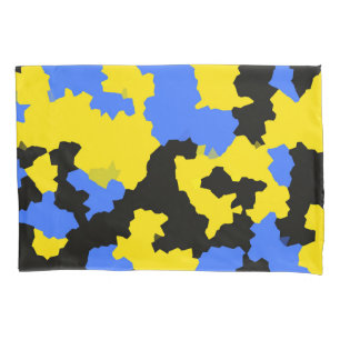 Yellow Blue Black Abstract Design Pillowcase