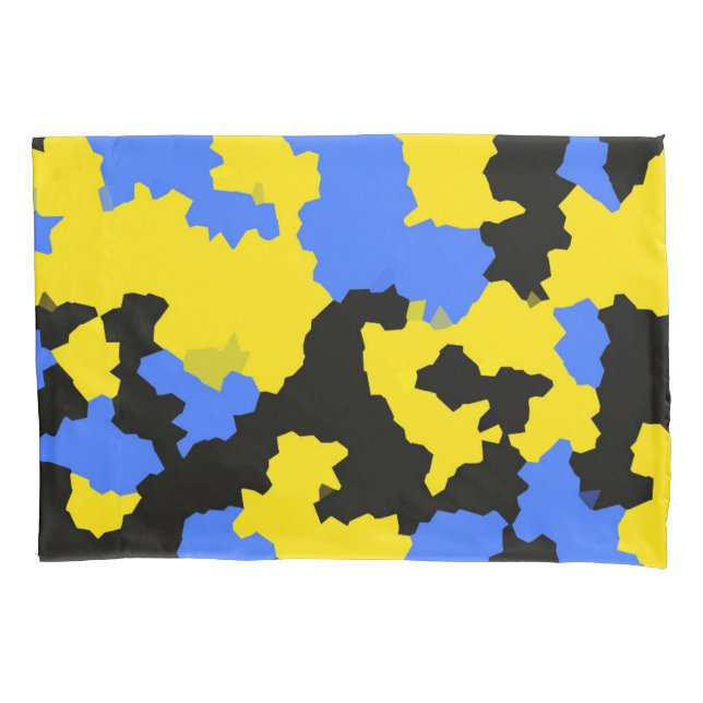 Yellow Blue Black Abstract Design Pillowcase (Front)