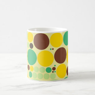 Yellow, Blue, Brown Polka Dots Pattern Coffee Mug