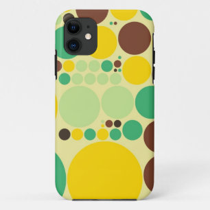 Yellow, Blue, Brown Polka Dots Seamless Pattern iPhone 11 Case