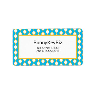 Yellow Blue Bubble Wavy Stripes Company Address Label