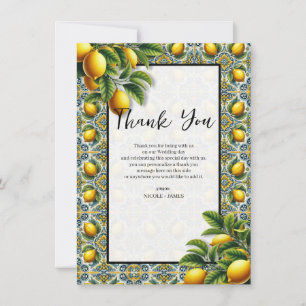 Yellow Blue Capri Lemon Mediterranean Thank You Invitation